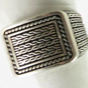 Sterling Silver 925 Etched Art Deco Ring Size 8.75 (9.2g)